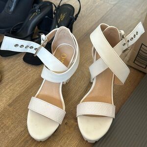 White leather heel